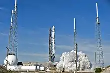 SLC-40 during launch of SpaceX CRS-13 in December 2017, after repair and upgrade works to the pad between 2016–2017