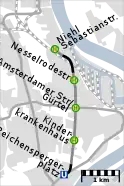 Map of the Amsterdamer Straße line