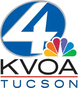 The word NEWS in a compressed sans serif in black, next to a tilted blue oval containing a white 4 and partially overlapped by a small NBC peacock. Underneath both is a red box containing the word TUCSON in white in a sans serif.