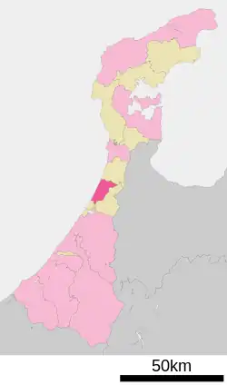 Location of Kahoku in Ishikawa Prefecture