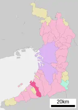 Location of Kaizuka in Osaka Prefecture