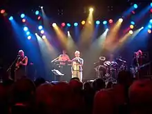 Kajagoogoo in Bochum, Germany, in 2008.  L–R: Nick Beggs, Stuart Croxford Neale, Limahl, Jez Strode and Steve Askew.