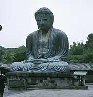 Giant Amida Buddha of Kamakura, Japan, 1252.  This represents Amitābha, not the historical Buddha, though the depiction is very similar.