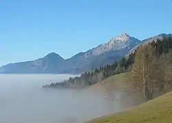 The Kamnik–Savinja Alps; the highest peak in the picture is Storžič.