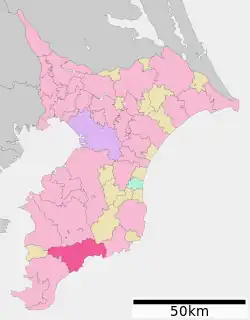 Location of Kamogawa in Chiba Prefecture