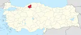 Location of the province within Turkey