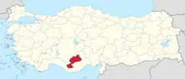 Location of the province within Turkey