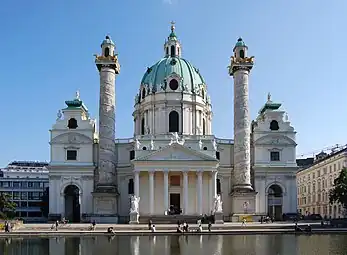 Exterior of the Karlskirche, Vienna, by Johann Bernhard Fischer von Erlach, 1715–1737