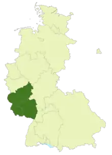 Map of Germany:Position of Oberliga Südwest highlighted