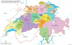 Switzerland after Act of Mediation, during Napoleonic Era, until 1815.