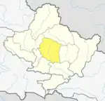 Location of Kaski (dark yellow) in Gandaki Province