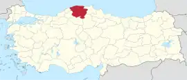 Location of the province within Turkey