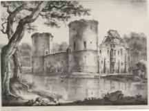 The castle's ruins depicted in Collection des principales vues des Pays-Bas (1823–24)