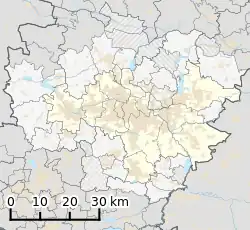 Map of Katowice urban area and its metropolitan area (parts of Rybnik metropolitan area also visible in the bottom-left corner)