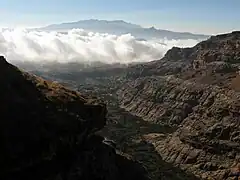 Jabal An-Nabi Shu'ayb, the highest mountain in the Arabian Peninsula, as viewed from Kawkaban, Al Mahwit Governorate