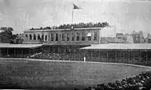 Black and white photograph of the Oval cricket ground