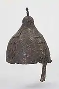 Iranian helmet, iron, bronze rivets and gilding.