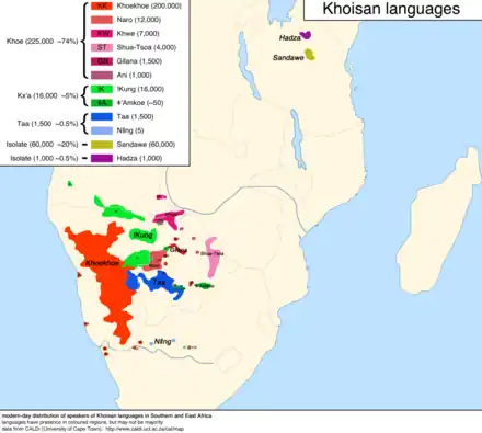 Khoisan language map