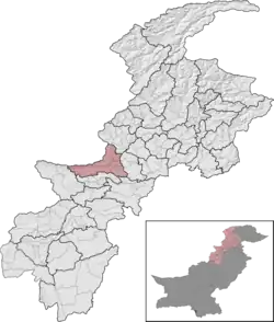 Khyber District (red) in Khyber Pakhtunkhwa