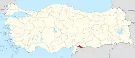 Location of the province within Turkey