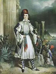 Otto of Greece wearing fustanella in Evzonas uniform