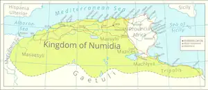 Map of Numidia after the Punic wars