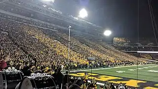 Stadium's west grandstand and pressbox during a game vs. Wisconsin, 2018