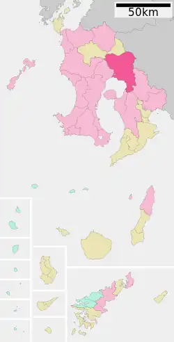 Location of Kirishima in Kagoshima Prefecture