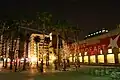 Night view of the Circle of Palms Plaza and the San Jose Museum of Art