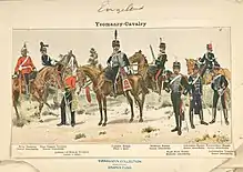 Drawing illustrating different yeomanry uniforms