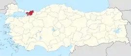 Location of the province within Turkey