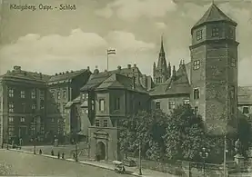 Northeast corner of the castle with the Haberturm and the monument to Duke Albrecht