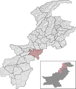 Kohat District (red) in Khyber Pakhtunkhwa