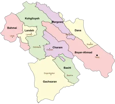 Counties of Kohgiluyeh and Boyer-Ahmad Province