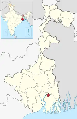 Location of Kolkata in West Bengal