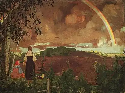 Two peasant girls and a rainbow