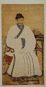 Portrait of Yi Je-hyeon (1287–1367 AD) of the Goryeo dynasty, wearing simui.