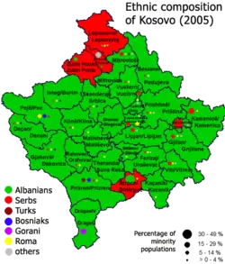 Map showing Kosovo's ethnic divisions