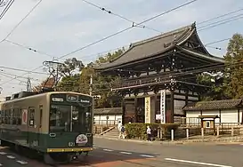 Rou Gate in Kōryū-ji Temple, and Randen Street-car