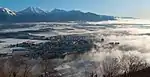 Kranj and the Kamnik–Savinja Alps in background