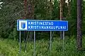 Bilingual town border sign of Kristinestad in Swedish and Finnish