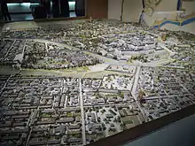 Model of the castle and city in the Edo period.