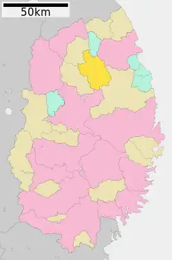 Location of Kuzumaki in Iwate Prefecture