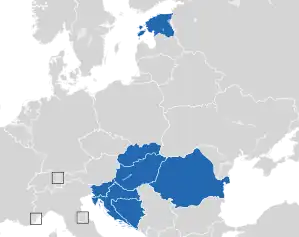 A coloured map of the countries of Europe