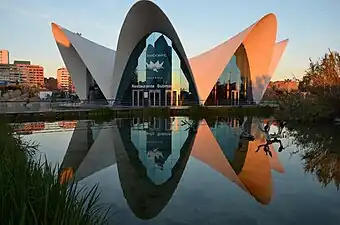 Hyperbolic paraboloid thin-shell roofs at L'Oceanogràfic, Valencia, Spain (taken 2019)