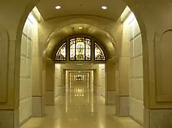 Stained glass in the crypt Mausoleum of the Cathedral of Our Lady of the Angels (Los Angeles)