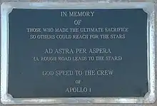 Memorial plaque attached to launch platform