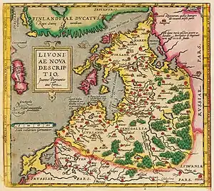 Livonia, as shown in the 1573 map of Johannes Portantius