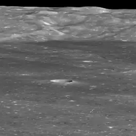 A view of landing site, marked by two small arrows, taken by the Lunar Reconnaissance Orbiter on 30 January 2019