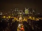 View from Arc de Triomphe at night.